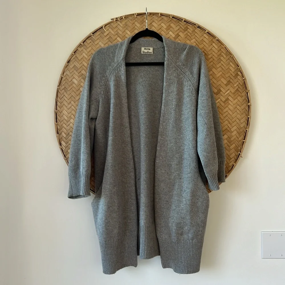 STYLISH YET COZY ACNE STUDIOS GREY CASHMERE/WOOL SONYA OPEN CARDIGAN‎ - UNISEX